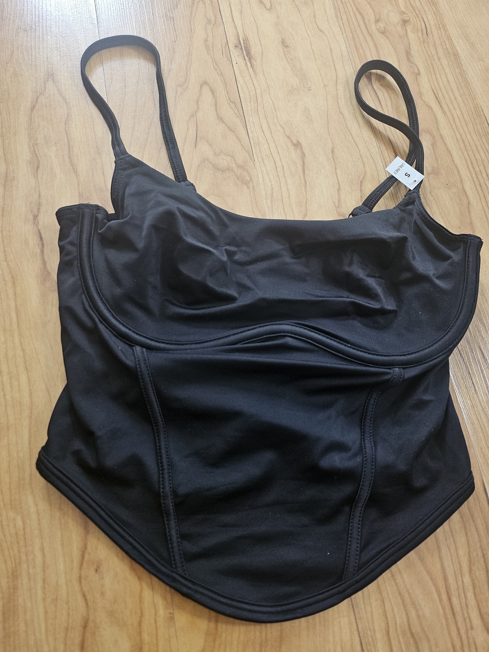 PINK Victoria's Secret Black Bustier-Style Tank Top